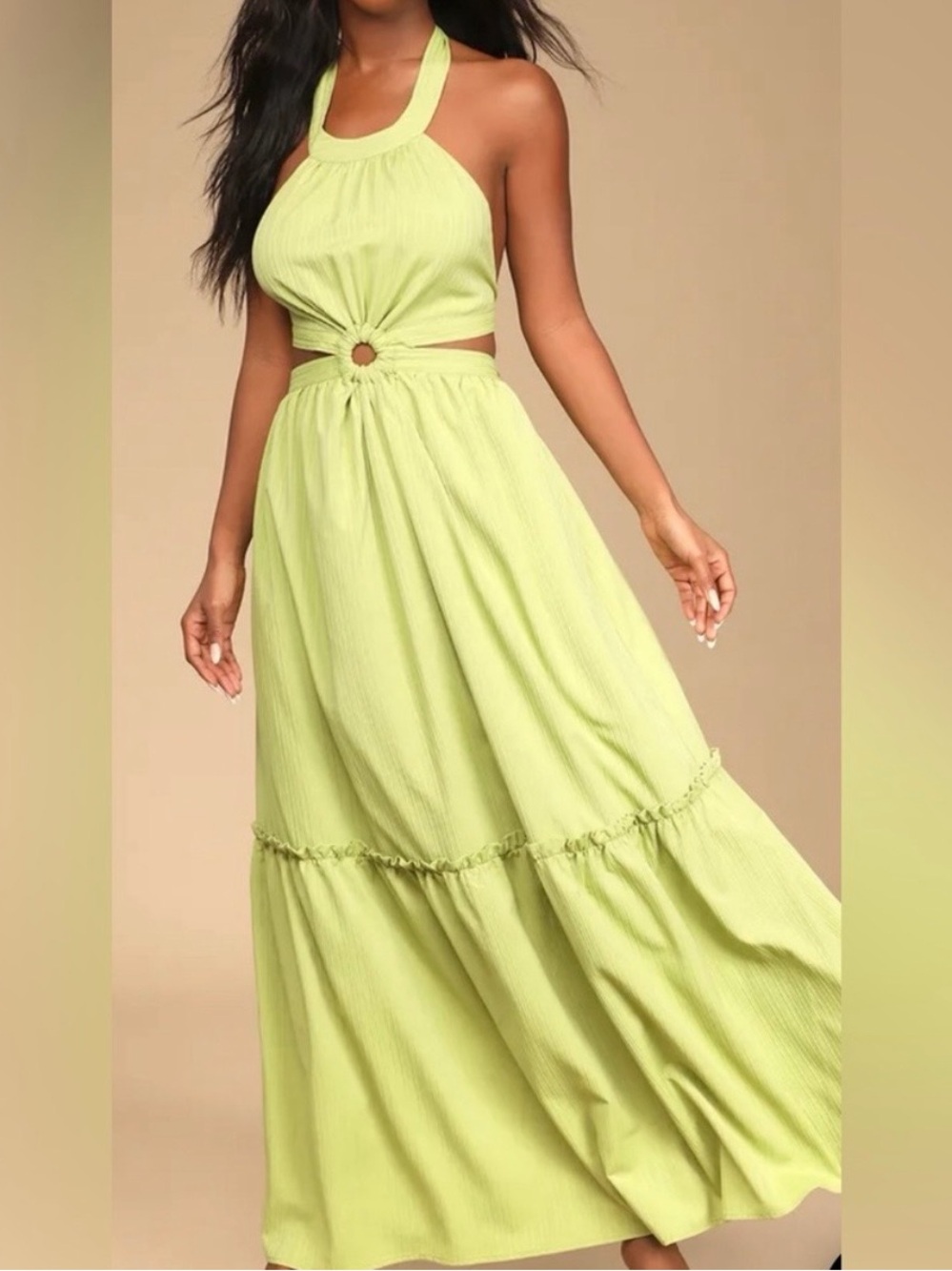 Island Vacay Green Tie-Back Maxi Dress Lulus - Size XL